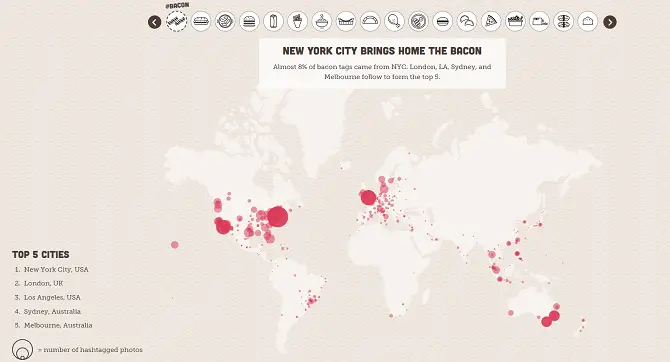 he Food Capitals of Instagram Map